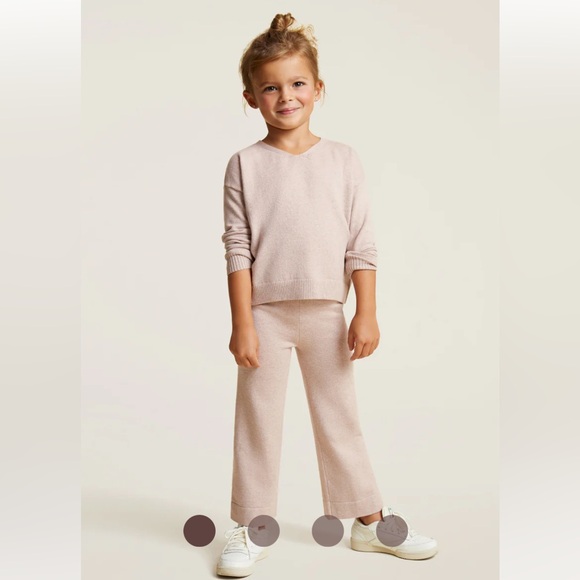 Kid LUXE KNIT SET V- NECK SWEATER AND WIDE LEG PANT